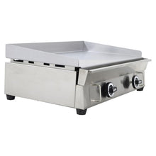 WYDDARY 2000Pa Stainless Steel Natural Gas Grill Griddle Commercial Home Camp Countertop Flat Cooking Griddle Grill 2 Burners Adjustable Temperature Control 122°F-572°F