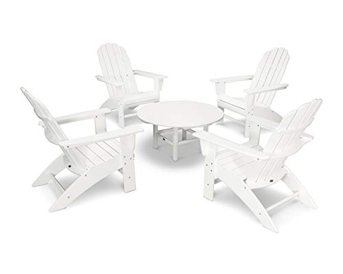 Polywood Vineyard 5-Piece Oversized Adirondack Chair Conversation Set White