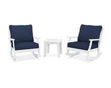 POLYWOOD® Braxton 3-Piece Deep Seating Rocker Set in White/Spectrum Indigo