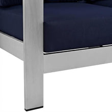 Outdoor Escape Silver Left-Arm Corner Sectional, Outdoor Patio Aluminum Loveseat with Cushions, Weather-Resistant Frame, Modern Design
