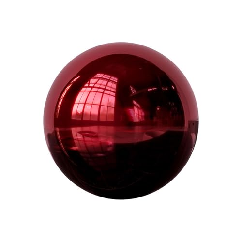 YDJIANCAI 1 Pcs Stainless Steel Gazing Globe Ball, Mirror Gazing Ball Polished Ornament Sphere, Hollow Floating Reflective Hemisphere, Home Outdoor Pond, Red(Size:18.89 in/48 cm)