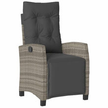 WHOPBXGAD Modern 7-Piece Grey Poly Rattan Garden Dining Set with Cushions, Outdoor Patio Furniture Set with Adjustable Chairs and Glass Table for Backyard, Terrace, Poolside