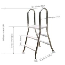 MZGYYD 2/3/4 Steps Pool Ladder for Above Ground Swimming Pool 33/43/52Inch High Versatile Stainless Steel Frame Swimming Pool Ladder (33in)