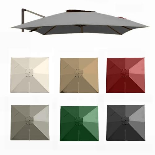 MXJCKSOQ 10'X13' Square Patio Umbrella Canopy - UV Protection 8 Ribs Cantilever Replacement Cover for Garden Outdoor Parasol Top Weather-Resistant Fabric,Grey-300x300cm(10x10ft)