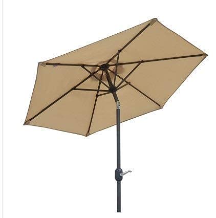RWGOVLU Sun Parasol Umbrella Garden 2.7m Parasols Outdoor Patio Balcony Half Umbrella Semicircular with Crank, Sun Shade For Garden Small Terrace UV-Protection, Khaki