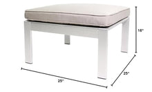 Pemberly Row Aluminum Patio Ottoman, 25 x 25 x 16 Inches, Rust-Proof Gray Taupe Finish, Modern Durable Design, Outdoor Footrest for Patio or Garden Use