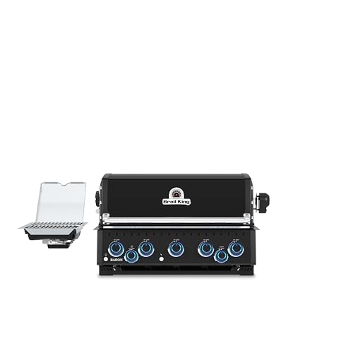 Broil King 876647 Baron 590 Shadow 5-Burner Built-In Natural Gas Grill Head with Side Burner and Rear Rotisserie Burner