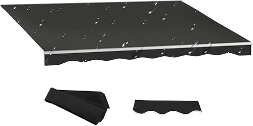 WZUOPG Manual Retractable Awning Door Window Awning Shelter Outdoor Canopy Home Deck Canopy with Manual Crank Handle（Frame Included ）