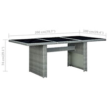 QZZCED Patio Table,Square Table,Picnic Table,Bistro Table,Card Table,Balcony Table,for Backyard Lawn Balcony Poolside or Garden,Light Gray Poly Rattan and Tempered Glass
