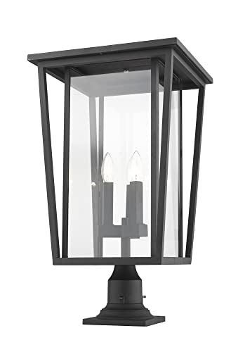 Z-Lite 571PHXLR-BK 3 Light Outdoor Post Mount Fixture, Black