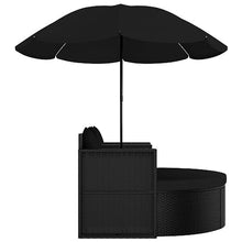 YWMLFZ Black Patio Bed with Parasol Poly Rattan Soft and Comfortable for Outdoor Backyard Gardens