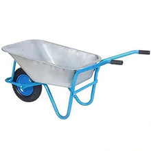 Etlegor Galvanized Wheelbarrow, Dump Cart Garden Cart Material Debris Hauler Pneumatic Tires Perfect for Transporting Sand, Dirt, Garden Waste (Color : Blue, Size : 130x30x58cm)