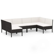 6 Piece Patio Lounge Set with Cushions, PE Rattan Outdoor Furniture