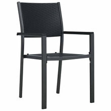 LKJephalotrope 7-Piece Patio Dining Set, Black Powder-Coated Steel Outdoor Dining Table and 6 Chairs, Modern Garden Furniture Set for Backyard, Deck and Porch