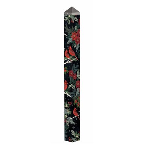 Studio M Art Pole, PVC Weather Resistant Pole with Vinyl Bowl 60 inches Tall Outdoor Decoration for Gardens, Patios, Yards, Landscaping and Birding Accessories, Cardinals and Berries