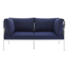 Modway Harmony Sunbrella® Outdoor Patio Aluminum Loveseat in Gray Navy
