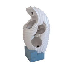 Sculptural Indoor Outdoor Water Fountain with Bowl Basin, (White+Blue + Polyresin + Art Deco + Coastal + Contemporary + Nautical + Ultra-Modern)