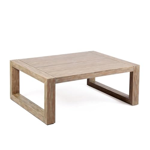 Afuera Living Outdoor Coffee Table, 40.5" W x 30" D x 15" H, Solid Eucalyptus Frame, Teak Finish, Slat Style Design, Durable Patio Table for Backyard, Garden, or Outdoor Spaces