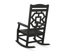 Martha Stewart by POLYWOOD Chinoiserie Outdoor Rocking Chair, Black, Durable HDPE All-Weather Patio Furniture with Decorative Lattice, Classic Porch Rocker for Deck, Garden & Backyard, Made in the USA