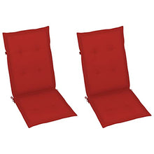KKgypkn Garden Reclining Chair Set of 2 with Red Cushions and Brown Solid Acacia Wood Frame, Durable Outdoor Seating for Patio, Balcony, Multi-Position Backrest, Weather-Resistant