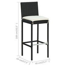 vidaXL 7 Piece Patio Bar Set with Cushions Poly Rattan Black