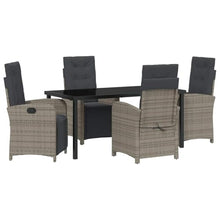 YNGBHFNOP Modern 5-Piece Outdoor Dining Set with Cushions, Grey Poly Rattan Patio Furniture Set with Tempered Glass Table for Garden, Backyard, Balcony