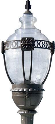 DABMAR LIGHTING GM666-BZ-MT Clear Acorn Post Top Fixture 150 Watt Metal Halide Mogul Base Multi-Tap, Bronze