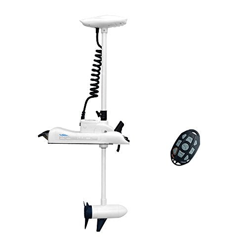 AQUOS 12V 55LBS 48" Shaft Bow Mount Electric Trolling Motor with Remote Control for Bass Fishing White & Remote Control