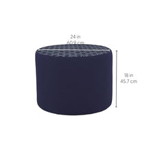FDP 24" Round Oversized Outdoor Ottoman Featuring Sunbrella Two-Tone - Weather-Resistant, Fade-Resistant, Fully Assembled Patio Furniture for Backyard or Poolside Seating, 18" H - Indigo/Navy