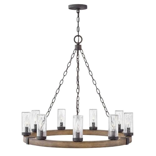 9 Light Large Outdoor Low Voltage Hanging Lantern in Rustic Style 30 inches Wide By 27.75 inches High-Sequoia Finish-Led Lamping Type-E26 Medium Vintage Lamp Base Type Rustic Outdoor Hanging