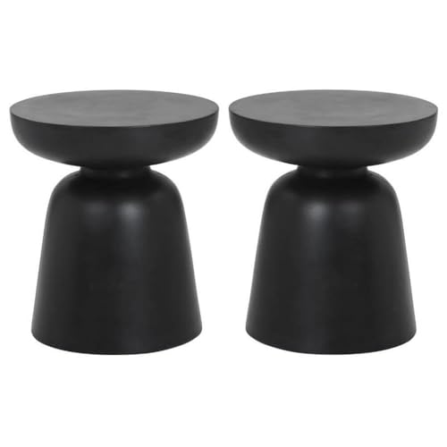 Home Square Lucida 18" Concrete End Table in Painted Black - Set of 2