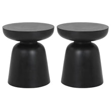Home Square Lucida 18" Concrete End Table in Painted Black - Set of 2