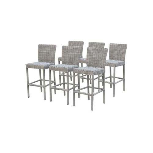 Afuera Living Contemporary Polyethylene Wicker Barstools with Back - Set of 6
