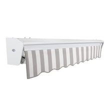 Awntech 20' Destin Right Motor (20' x 10') Retractable Patio Awning, Gray/White Stripe