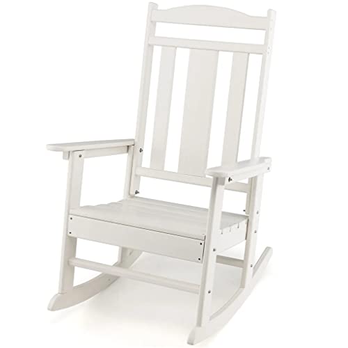 ONMYJFD Rocking Chair All Weather Rocking Chair High Back Porch White