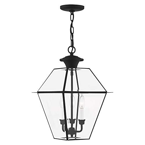 Livex Lighting 2385-04 Westover 3-Light Outdoor Hanging Lantern, Black