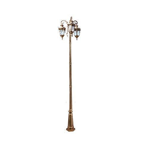 European Vintage Outdoor Ip54 Waterproof Street High Pole Pillar Light E27 3-Lights Glass Die-Cast Alandscape Path Way Decorative Post Light Garden Villa Lawn Illumin(Height 3.2m)