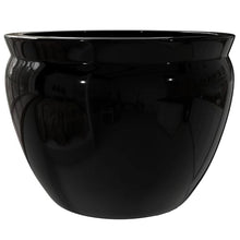 Red Lantern Large 18" Porcelain Fishbowl Black Planter or Cachepot for Indoor/Outdoor Use in Garden Entryway Living Room Boho Eclectic Modern Contemporary Classic Traditional Style Decor