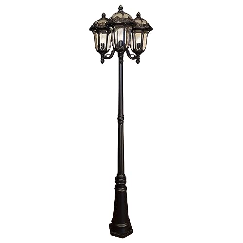 Special Lite Products F-2710-TRI-506-BLK-SG Rose Garden TRI-Light with Seedy Glass