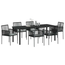 LPERTGFHU 7 Piece Garden Dining Set, Outdoor Patio Furniture with 6 Chairs and Large Table, PE Rattan and Powder-Coated Steel Frame for Backyard Lawn