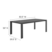 Modway Tahoe Outdoor Patio Powder-Coated Aluminum Rectangular Dining Table in Gray - Large 83 Inch Patio Table with Umbrella Hole and Cover - 8 Person Dining Table - Slatted Patio Furniture Table