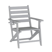 Flash Furniture Tolleson 7 PC Indoor-Outdoor Adirondack Dining Set, 72" Table & 6 Chairs with Cupholders, Gray