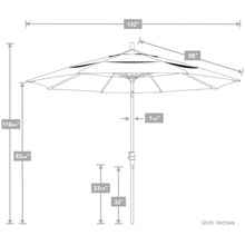 OROTLECT 132" W Sunbrella Market Umbrella with Collar Tilt
