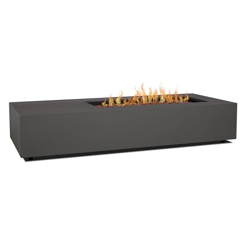 Real Flame Aegean 72in Rectangle Propane or Natural Gas Fire Pit Table, 65,000 BTU, Powder-Coated Steel, Push-Button Ignition, CSA Certified, Stainless Steel Burner with Lid (Weathered Slate)