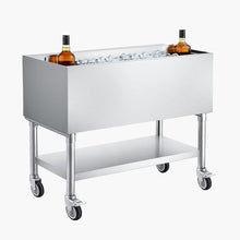 VEVOR Commercial Ice Bin, 100.7 Qt Max Capacity, 36 x 19 x 35 Inch Stainless Steel Ice Chest with Sliding Lid and Bottle Holders, Cooler Cart Cocktail Unit for Bar Restaurant Pub, NSF Certified