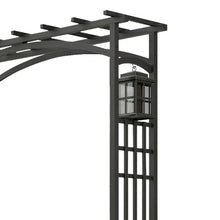 Panacea 84303 Mission Garden Arbor with Lanterns, Black, 79.5" H