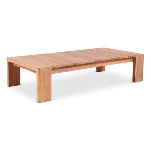 Meridian Furniture 353-CT Tulum Collection Modern | Contemporary Outdoor Patio Coffee Table with Solid Teak Wood and Natural Teak Finish, 52" W x 26" D x 12.5" H, Natural
