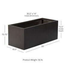 TITAN GREAT OUTDOORS Ash & Ember 15.75" Short Box Charcoal Planter, Lightweight Fiberstone with Weather-Resistant Finish, Modern Rectangle Planter Box for Indoor and Outdoor Plants