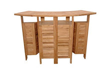 Windsor Teak Furniture 4pc Genuine Grade A Indonesian Teak Bar Set with Folding Bar and Chairs Teak