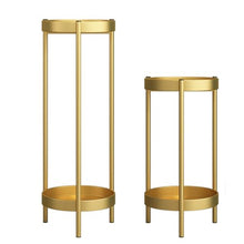 CWAUTO Combination: Two Pieces Metal Plant Rack Organizer Flower Pot Holder Shelves Planter Display Storage Shelf for Home Garden Patio Bathroom Office Living Room Balcony Corner, Gold